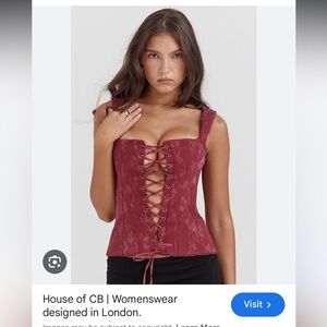 House of CB Lace-Up Maroon Top